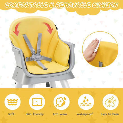6-in-1-Wandelbarer Baby-Hochstuhl, 5-Punkt-Gurt, Tablett