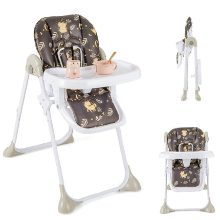 6-in-1 umbaubarer Babyhochstuhl mit Liegefunktionen &amp; Doppeltablett, Klapphochstuhl, Braun