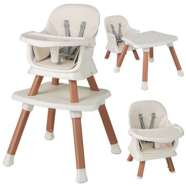 6-in-1-Wandelbarer Baby-Hochstuhl mit Sicherheitsgurt