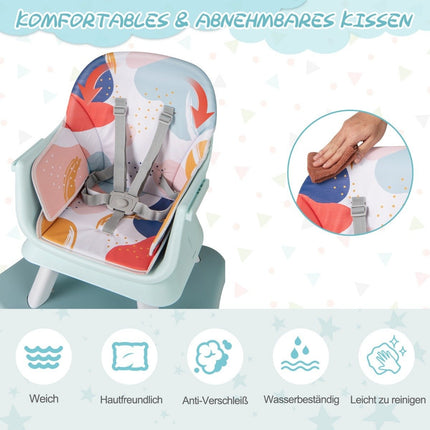 6-in-1-Wandelbarer Babyhochstuhl mit Sicherheitsgurt