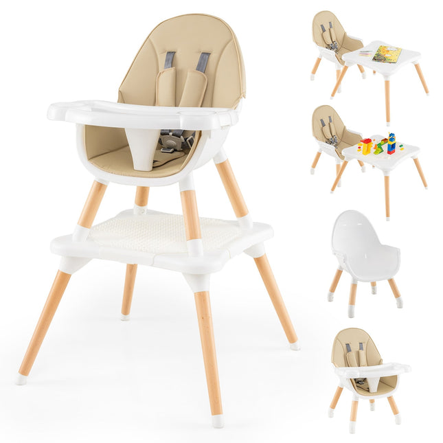 6-in-1-wandelbarer Babyhochstuhl mit Tablett und Sicherheitsgurt