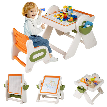 6-in-1 Kids Activity Table & Easel Set with Storage
