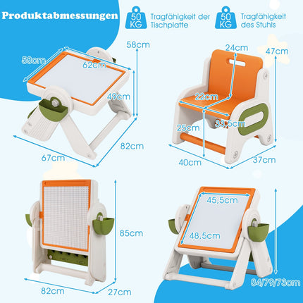 6-in-1 Kids Activity Table & Easel Set with Storage