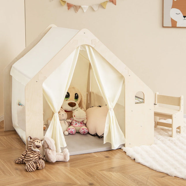 6-in-1 Kinder Indoor-Spielhaus mit Tisch- und Stuhl-Set