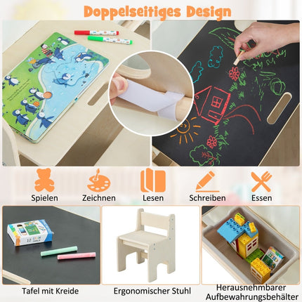 6-in-1 Kinder Indoor-Spielhaus mit Tisch- und Stuhl-Set