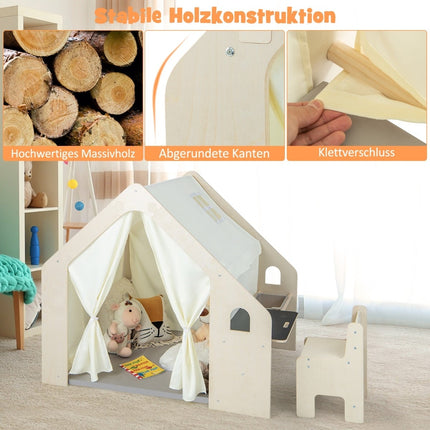6-in-1 Kinder Indoor-Spielhaus mit Tisch- und Stuhl-Set