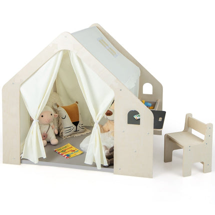 6-in-1 Kinder Indoor-Spielhaus mit Tisch- und Stuhl-Set