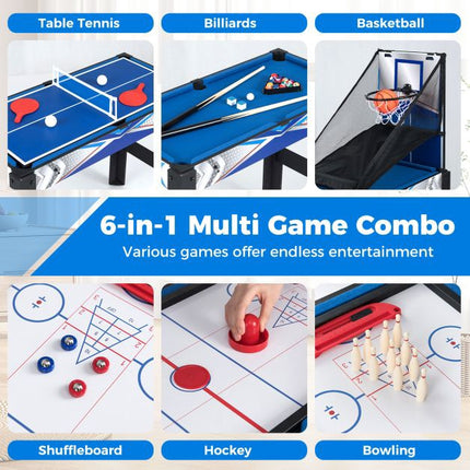 Multifunkční herní stůl 6 v 1: air hockey, kulečník a další