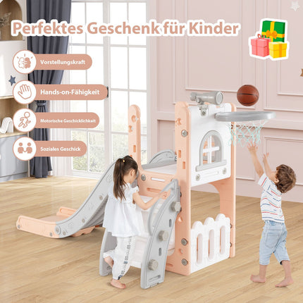 6-in-1 peuterglijbaanset met basketbalring en telescoop
