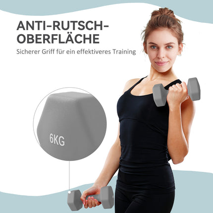 6kg Hex Dumbbell Set, Non-Slip Grip, Home Gym
