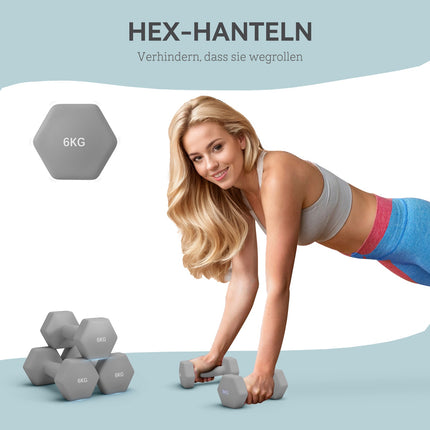 6kg Hex Dumbbell Set, Non-Slip Grip, Home Gym