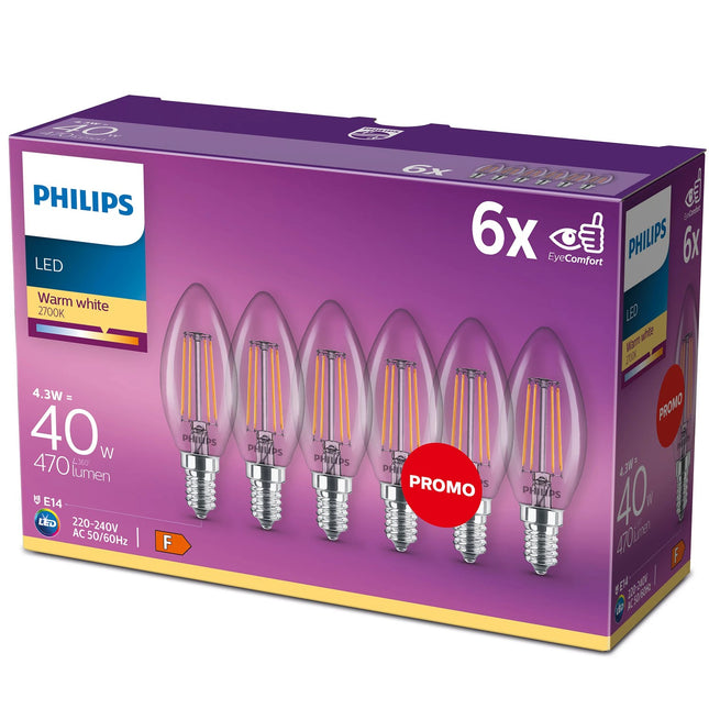 6er-Pack LED E14 Crown 4W (40W) Klar 470lm