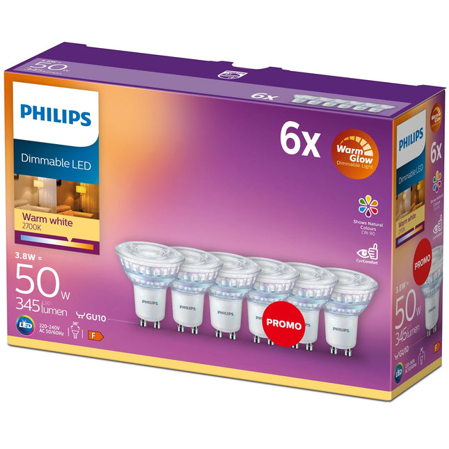6er-Pack LED GU10 50W dimmbar WarmGlow