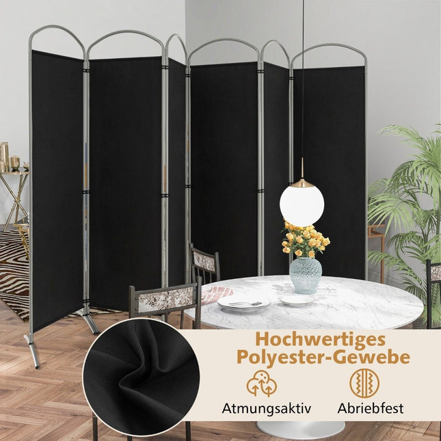 6-teilig faltbarer Sichtschutz Raumteiler Stofftrennwand 331 x 51 x 188 cm schwarz