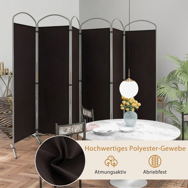 6-teilig faltbarer Sichtschutz Raumteiler Stofftrennwand 331 x 51 x 188 cm braun