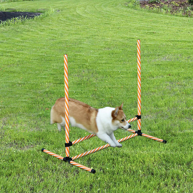 Agility tréninková sada pro psy, oranžová – tyče, píšťalka a taška
