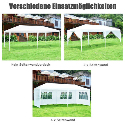 6 x 3 m großes Outdoor-Zelt, tragbares wasserdichtes Zelt mit 4 abnehmbaren Seitenteilen, weiß