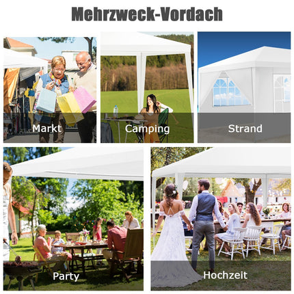 6 x 3 m großes Outdoor-Zelt, tragbares wasserdichtes Zelt mit 4 abnehmbaren Seitenteilen, weiß
