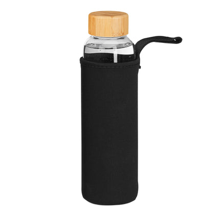 6x Getränkeflasche mit Bambusdeckel 500 ml
