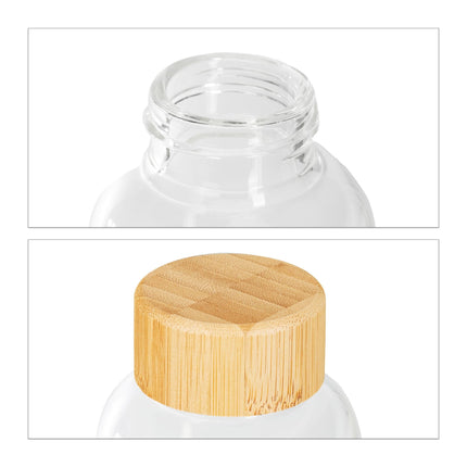 6x Getränkeflasche mit Bambusdeckel 500 ml