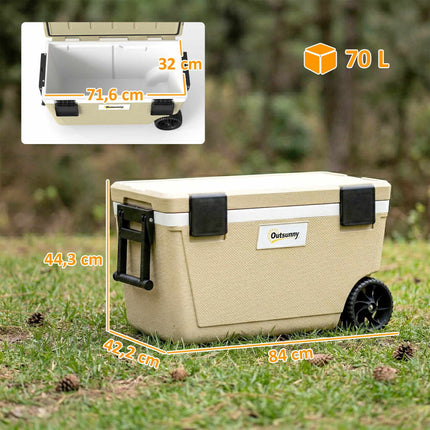 70L Kühlbox mit Rollen, 72 Stunden Isolierung, Ablassventil