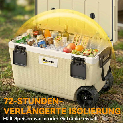 70L Kühlbox mit Rollen, 72 Stunden Isolierung, Ablassventil