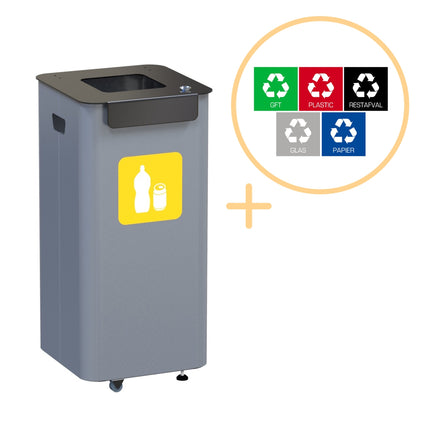 70L Modularer Abfallbehälter, Gelb – Umweltfreundliches Recycling