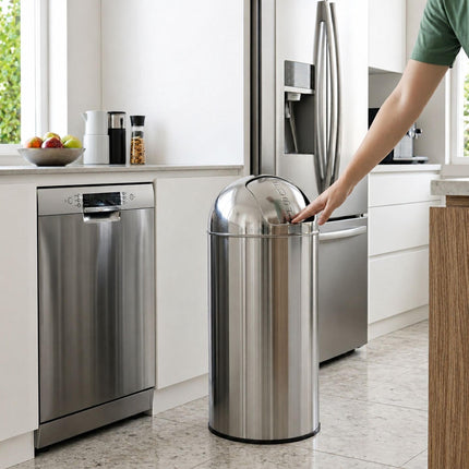 70L Stainless Steel Push-Lid Bin with Inner Bucket