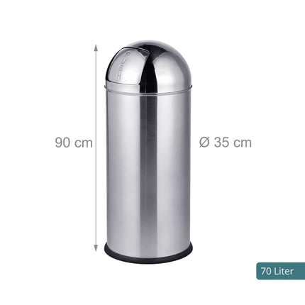 70L Edelstahl-Mülleimer mit Drückdeckel und Inneneimer