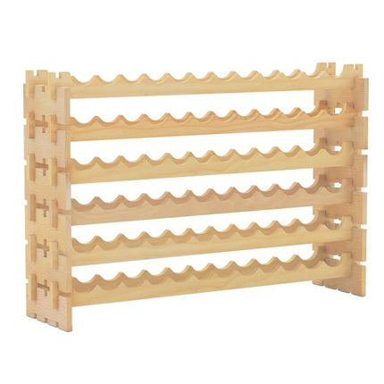 72-Bottle Wine Rack, 6-Tier Stackable Pine Wood