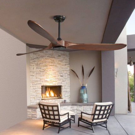 72-Inch Ceiling Fan Without Light, DC Remote, 3 Wood Blades