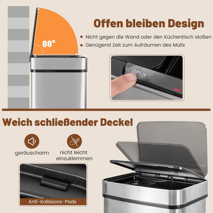72L Berührungsloser Edelstahl-Mülleimer mit Sensor