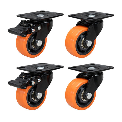 75mm Lenkrollen, 4er-Set – Stahl, PVC-ummantelte Räder