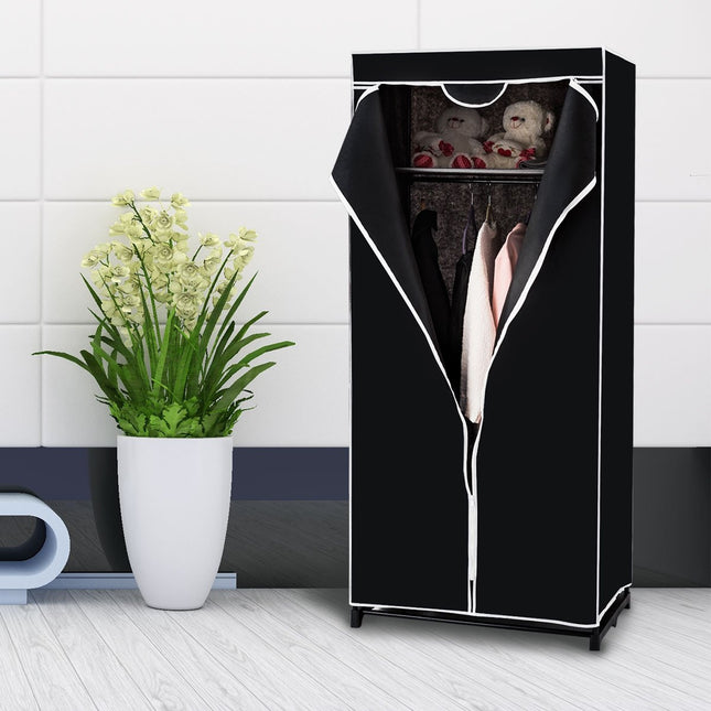 75 x 50 x 170 cm Farbwahl Kleiderschrank Stoffschrank mit Kleiderstange - schwarz