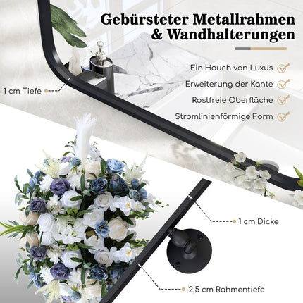 76,5 x 56 cm Wandspiegel mit Metallrahmen, kippbarer Badezimmerspiegel mit Wandhalterung, schwarz