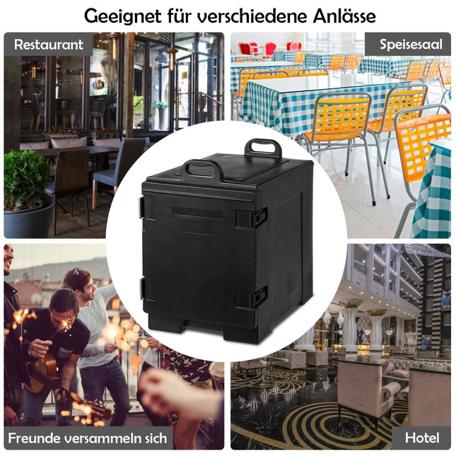 77L Isolierbox 5 Pfannen Speisenträger Kühlbox Speisenwärmer Behälter Food Carrier 61,5 x 41,5 x 63 cm Schwarz