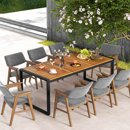 79-Inch Acacia Wood Patio Dining Table With 1.9-Inch Umbrella Hole