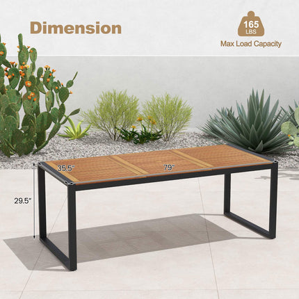79-Inch Acacia Wood Patio Dining Table With 1.9-Inch Umbrella Hole