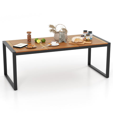 79-Inch Acacia Wood Patio Dining Table With 1.9-Inch Umbrella Hole