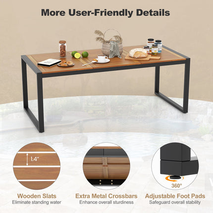 79-Inch Acacia Wood Patio Dining Table With 1.9-Inch Umbrella Hole