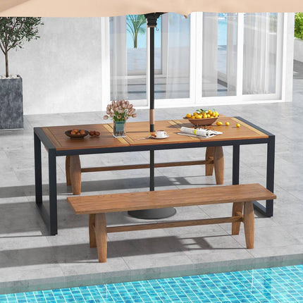 79-Inch Acacia Wood Patio Dining Table With 1.9-Inch Umbrella Hole
