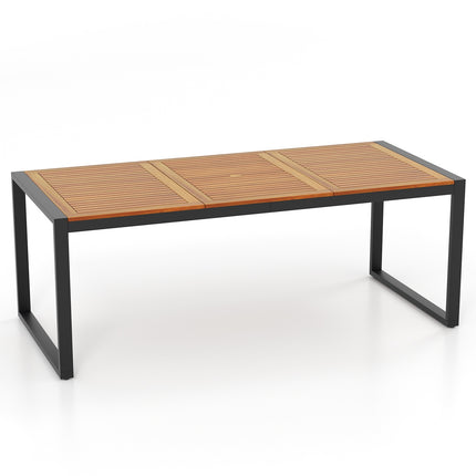 79-Inch Acacia Wood Patio Dining Table With 1.9-Inch Umbrella Hole