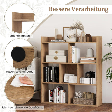 7-Cube Bookshelf, 80x20x90 cm, Natural Wood Finish