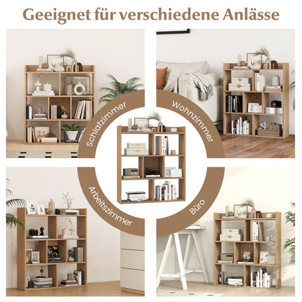 7-Cube Bookshelf, 80x20x90 cm, Natural Wood Finish