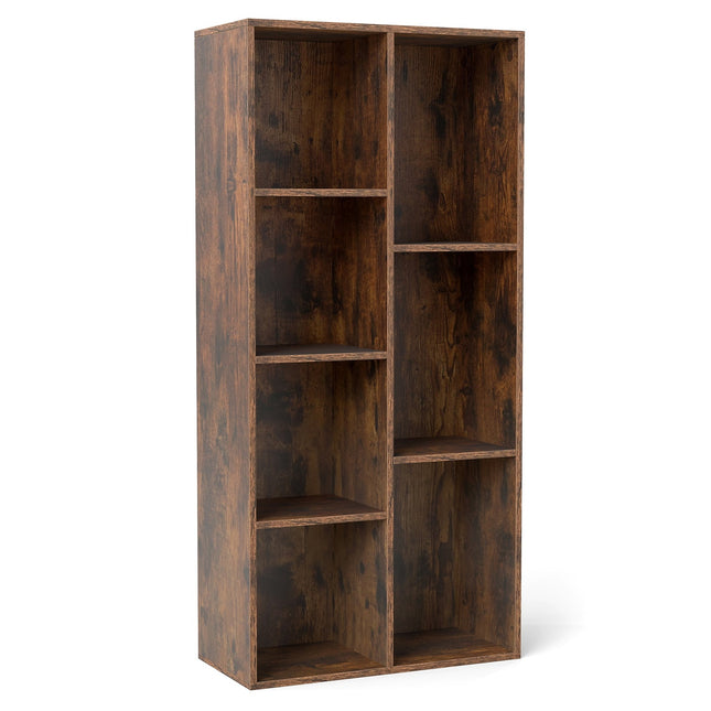 7-Würfel-Bücherregal, vertikal oder horizontal, Rustikales Braun