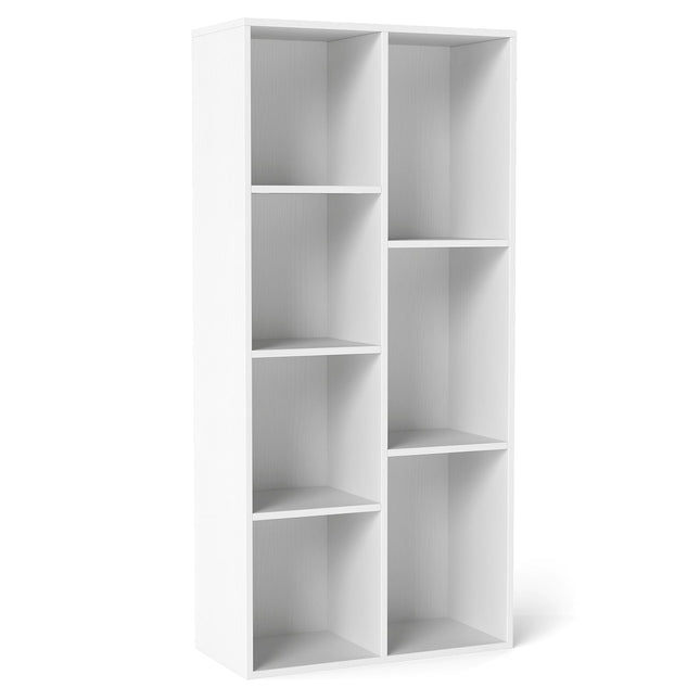 7-Fächer-Bücherregal, Weiß, Vertikal oder Horizontal, 49,5x23x106 cm