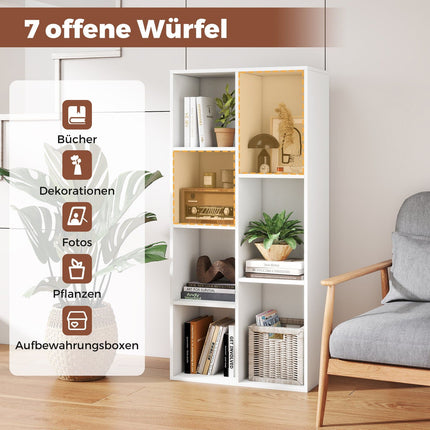 7-Cube Bookshelf, White, Vertical or Horizontal, 49.5x23x106 cm