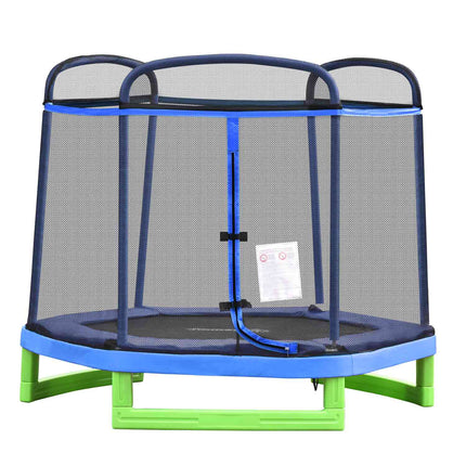7Ft Kindertrampoline Veiligheidsnet Peutertrampoline Binnen Buiten 3-12 Jaar Tot 80 Kg Staal