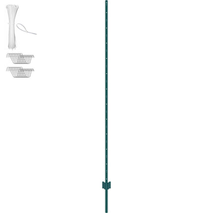 7 Ft U-Channel Steel Fence Posts, 10 Pack, Green