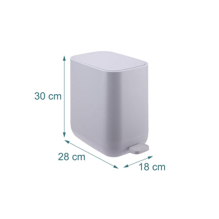 7-Liter-Abfalleimer aus Kunststoff mit Pedal – Deckel mit Soft-Close-Funktion